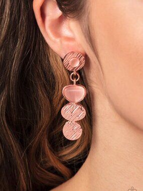 Paparazzi Jewelry Accessories - Asymmetrical Appeal - Copper Earrings - Vintage